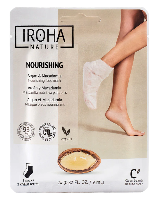 Iroha Nature Calzini Maschera Nutrienti Per Piedi All'Olio Di Argan E Macadamia 2 pz x 9 ml